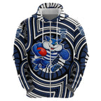 Geelong Cats Hoodie Indigenous Monochrome Dot Art Mascot Style