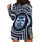 Geelong Cats Hoodie Dress Indigenous Monochrome Dot Art Mascot Style
