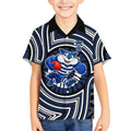 Geelong Cats Kid Hawaiian Shirt Indigenous Monochrome Dot Art Mascot Style