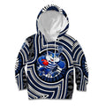 Geelong Cats Kid Hoodie Indigenous Monochrome Dot Art Mascot Style