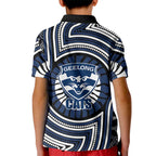 Geelong Cats Kid Polo Shirt Indigenous Monochrome Dot Art Mascot Style