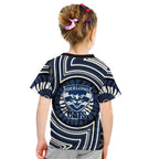 Geelong Cats Kid T Shirt Indigenous Monochrome Dot Art Mascot Style