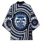 Geelong Cats Kimono Indigenous Monochrome Dot Art Mascot Style