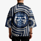 Geelong Cats Kimono Indigenous Monochrome Dot Art Mascot Style