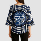 Geelong Cats Kimono Sleeve Blouse Indigenous Monochrome Dot Art Mascot Style