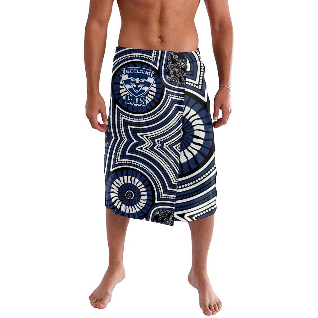 Geelong Cats Lavalava Indigenous Monochrome Dot Art Mascot Style