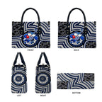 Geelong Cats Leather Bag Indigenous Monochrome Dot Art Mascot Style