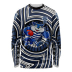 Geelong Cats Long Sleeve Shirt Indigenous Monochrome Dot Art Mascot Style
