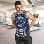 Geelong Cats Men Tank Top Indigenous Monochrome Dot Art Mascot Style