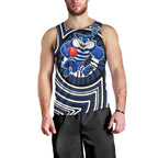 Geelong Cats Men Tank Top Indigenous Monochrome Dot Art Mascot Style