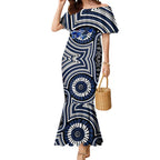 Geelong Cats Mermaid Dress Indigenous Monochrome Dot Art Mascot Style