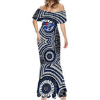 Geelong Cats Mermaid Dress Indigenous Monochrome Dot Art Mascot Style