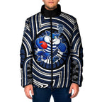 Geelong Cats Padded Jacket Indigenous Monochrome Dot Art Mascot Style