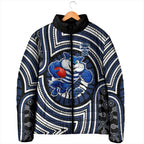 Geelong Cats Padded Jacket Indigenous Monochrome Dot Art Mascot Style