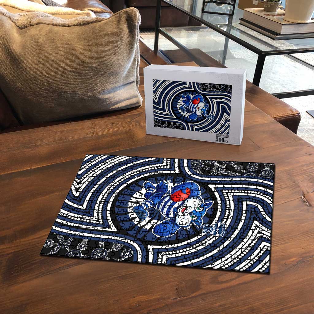 Geelong Cats Puzzle Indigenous Monochrome Dot Art Mascot Style