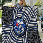 Geelong Cats Quilt Indigenous Monochrome Dot Art Mascot Style