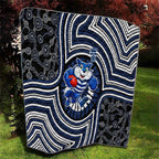 Geelong Cats Quilt Indigenous Monochrome Dot Art Mascot Style