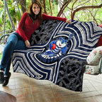 Geelong Cats Quilt Indigenous Monochrome Dot Art Mascot Style