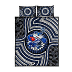 Geelong Cats Quilt Bed Set Indigenous Monochrome Dot Art Mascot Style