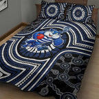 Geelong Cats Quilt Bed Set Indigenous Monochrome Dot Art Mascot Style