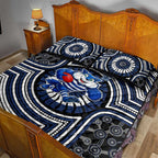 Geelong Cats Quilt Bed Set Indigenous Monochrome Dot Art Mascot Style
