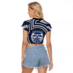Geelong Cats Raglan Cropped T Shirt Indigenous Monochrome Dot Art Mascot Style
