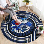 Geelong Cats Round Carpet Indigenous Monochrome Dot Art Mascot Style