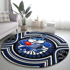 Geelong Cats Round Carpet Indigenous Monochrome Dot Art Mascot Style