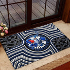 Geelong Cats Rubber Doormat Indigenous Monochrome Dot Art Mascot Style