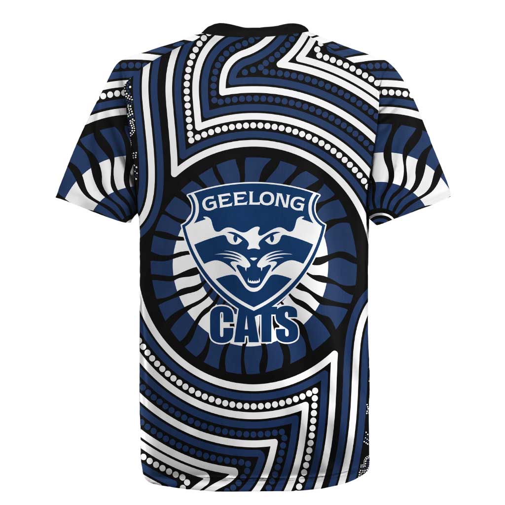 Geelong Cats Rugby Jersey Indigenous Monochrome Dot Art Mascot Style