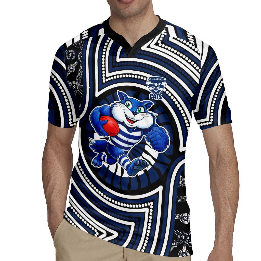Geelong Cats Rugby Jersey Indigenous Monochrome Dot Art Mascot Style