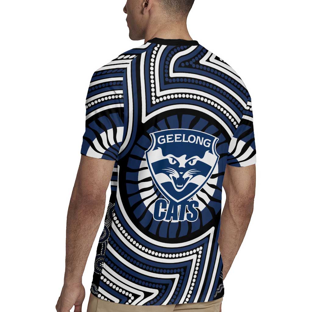 Geelong Cats Rugby Jersey Indigenous Monochrome Dot Art Mascot Style