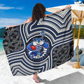 Geelong Cats Sarong Indigenous Monochrome Dot Art Mascot Style