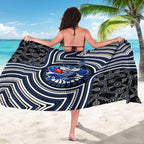 Geelong Cats Sarong Indigenous Monochrome Dot Art Mascot Style