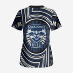 Geelong Cats Scrub Top Indigenous Monochrome Dot Art Mascot Style