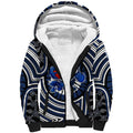 Geelong Cats Sherpa Hoodie Indigenous Monochrome Dot Art Mascot Style