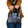 Geelong Cats Shoulder Handbag Indigenous Monochrome Dot Art Mascot Style