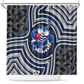 Geelong Cats Shower Curtain Indigenous Monochrome Dot Art Mascot Style