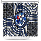 Geelong Cats Shower Curtain Indigenous Monochrome Dot Art Mascot Style