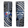 Geelong Cats Skinny Tumbler Indigenous Monochrome Dot Art Mascot Style