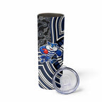 Geelong Cats Skinny Tumbler Indigenous Monochrome Dot Art Mascot Style