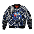 Geelong Cats Sleeve Zip Bomber Jacket Indigenous Monochrome Dot Art Mascot Style