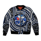Geelong Cats Sleeve Zip Bomber Jacket Indigenous Monochrome Dot Art Mascot Style