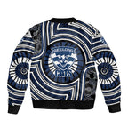 Geelong Cats Sleeve Zip Bomber Jacket Indigenous Monochrome Dot Art Mascot Style