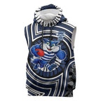 Geelong Cats Sleeveless Hoodie Indigenous Monochrome Dot Art Mascot Style