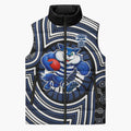 Geelong Cats Sleeveless Puffer Jacket Indigenous Monochrome Dot Art Mascot Style
