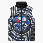 Geelong Cats Sleeveless Puffer Jacket Indigenous Monochrome Dot Art Mascot Style