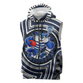 Geelong Cats Sleeveless Zip Hoodie Indigenous Monochrome Dot Art Mascot Style