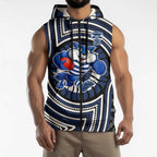 Geelong Cats Sleeveless Zip Hoodie Indigenous Monochrome Dot Art Mascot Style