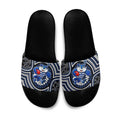 Geelong Cats Slide Sandals Indigenous Monochrome Dot Art Mascot Style